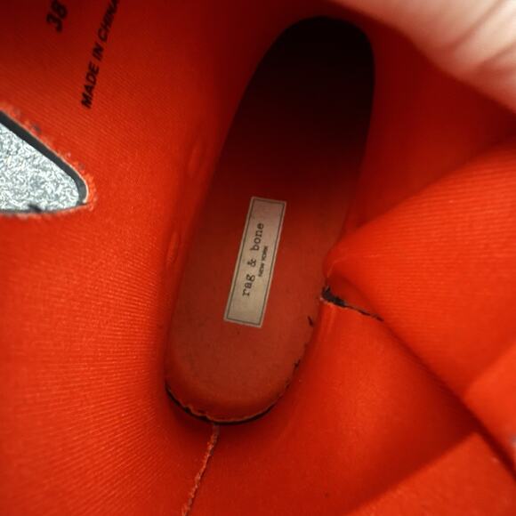 Rag & Bone Moto Rubber Rain Boots Women US 7.5 38 Black Red Lining Ankle Booties - Picture 8 of 13